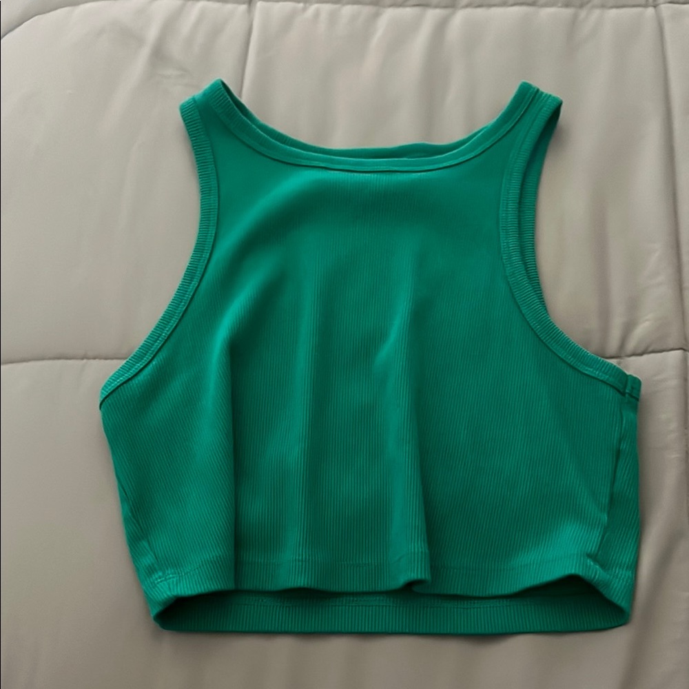 Green Ribbed Tank Top